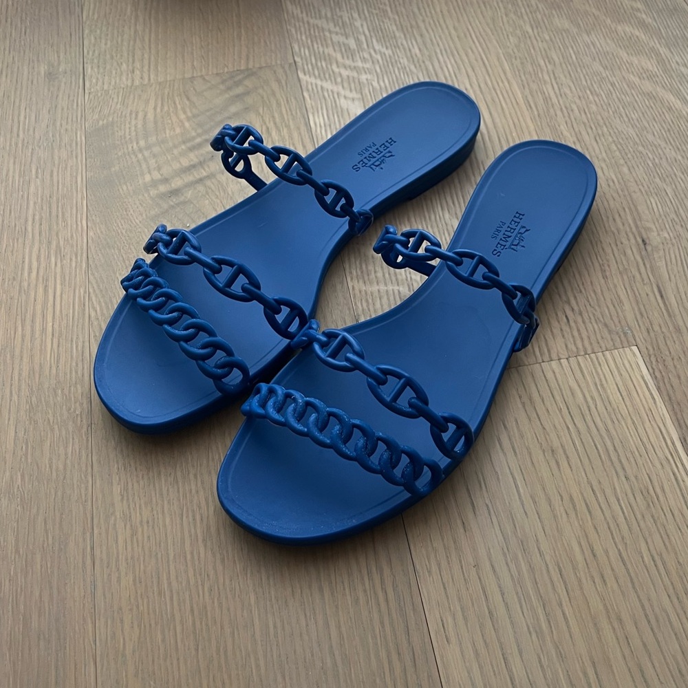 Hermes Rivage Sandals Electric Blue Bleu Smalt with Box and all packaging